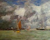 尤金 布丹 : Trouville, the Jettys, High Tide